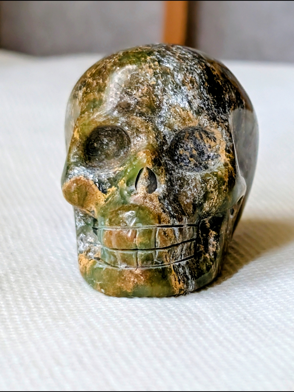 2" Ocean Jasper Hand Carved Stone Skull Natural Gemstone - Memento Mori Goth